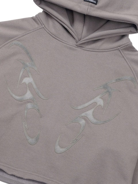 【AJOBYAJO】Tribal AJO Applique Cropped Hoodie