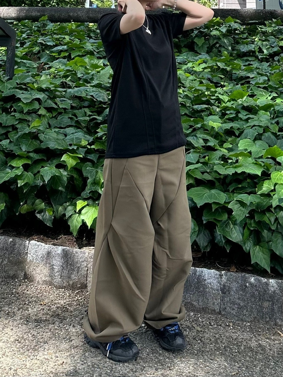 【Chikashitsu +】pattern design slacks (2color)
