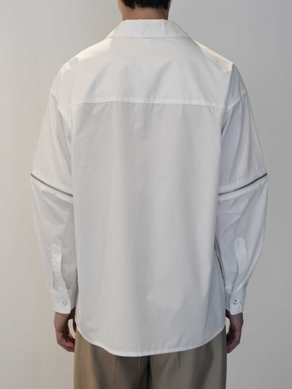 【CS】2way zip square cut shirt (white) / 【シーエス】2ウェイジップスクエアカット長袖シャツ