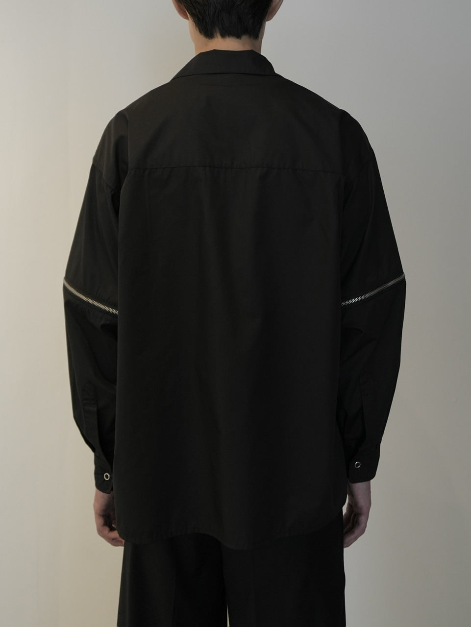 【CS】2way zip square cut shirt (black) / 【シーエス】2ウェイジップスクエアカット長袖シャツ
