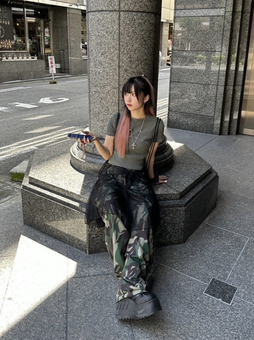 受注制【Never mind the XU】pigment rib crop tee (3color)