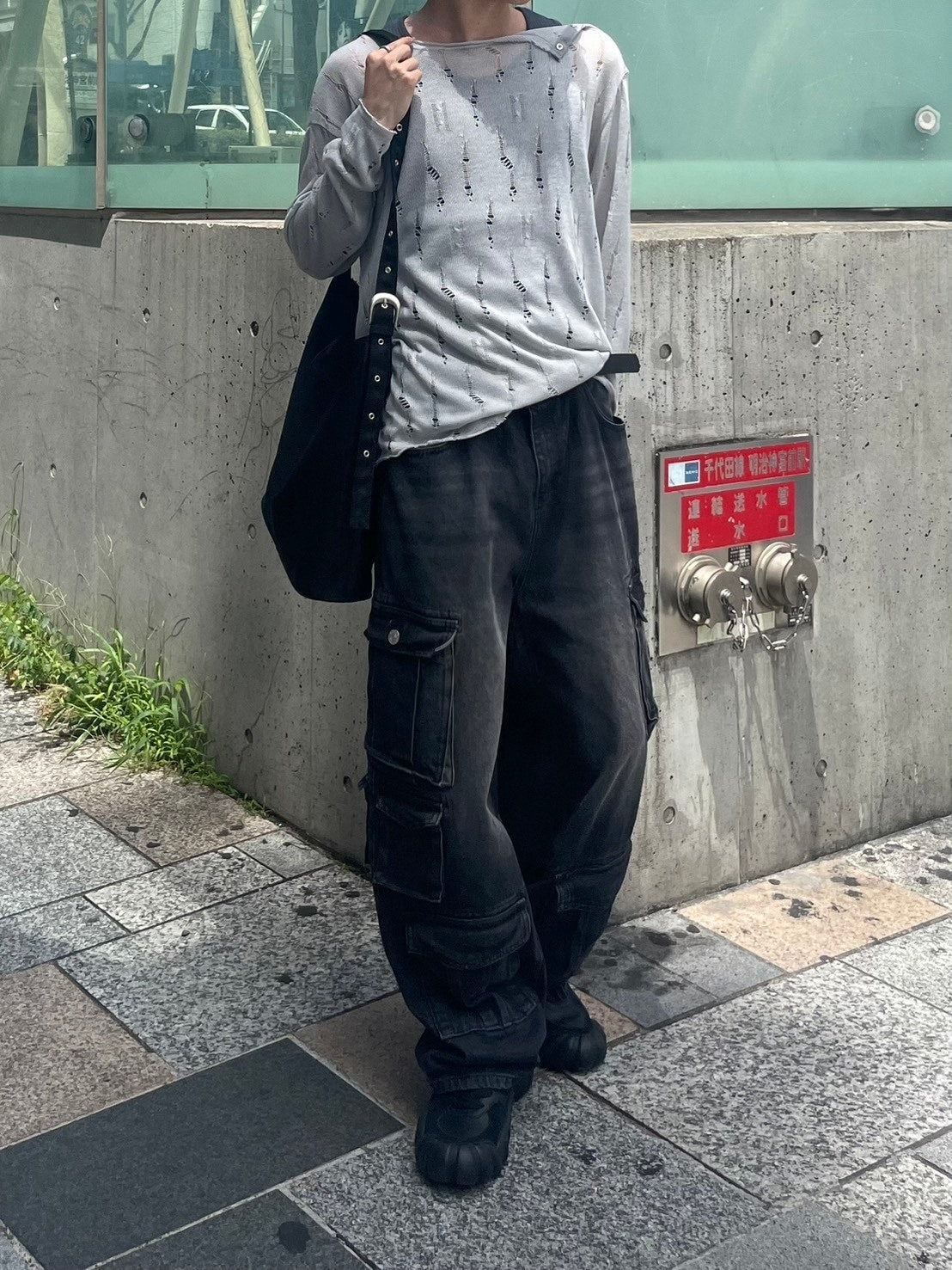 受注制【Chikashitsu +】shoulder button damage summer knit (3color)