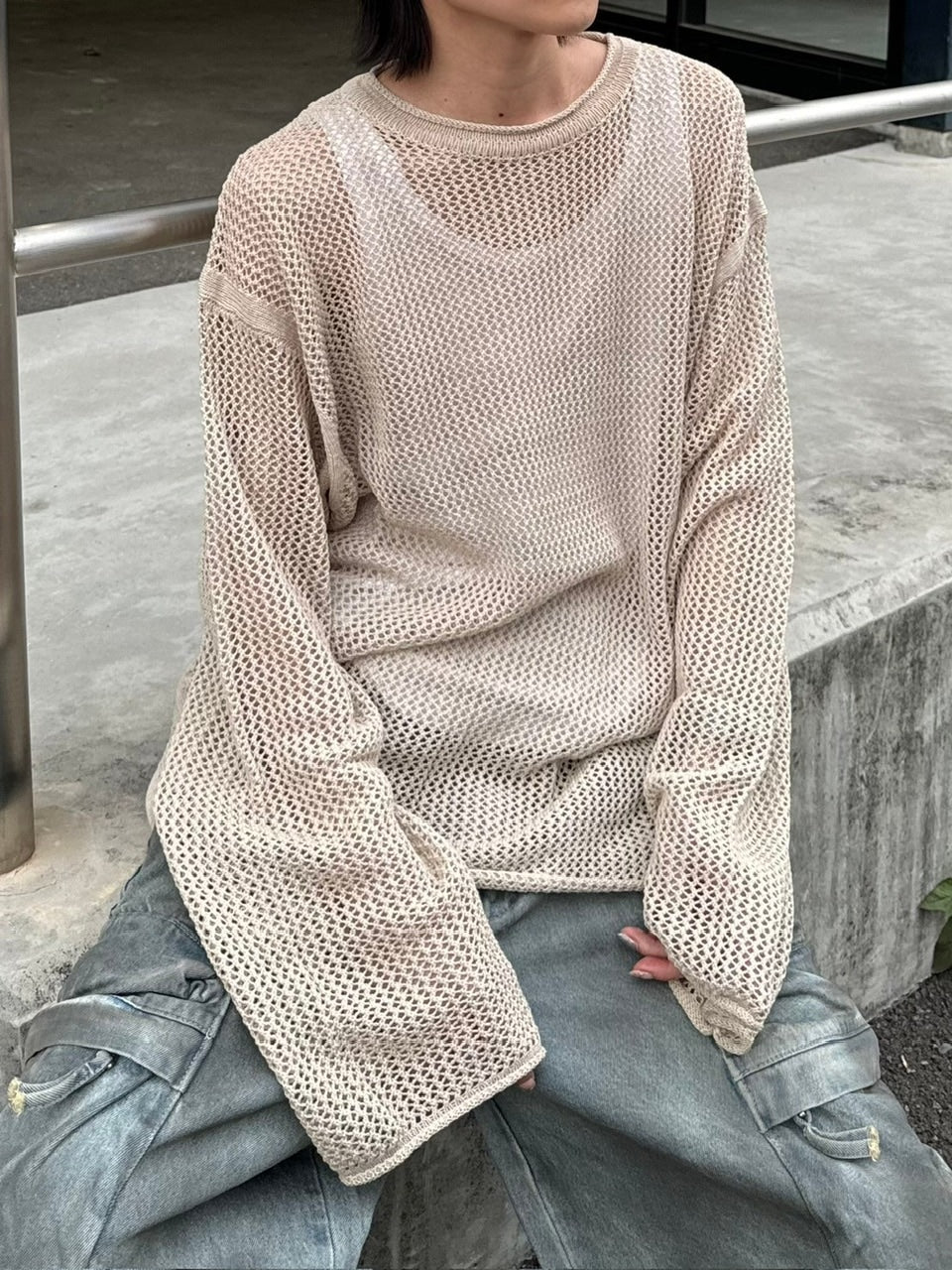 【Chikashitsu +】oversized net summer knit (3color)