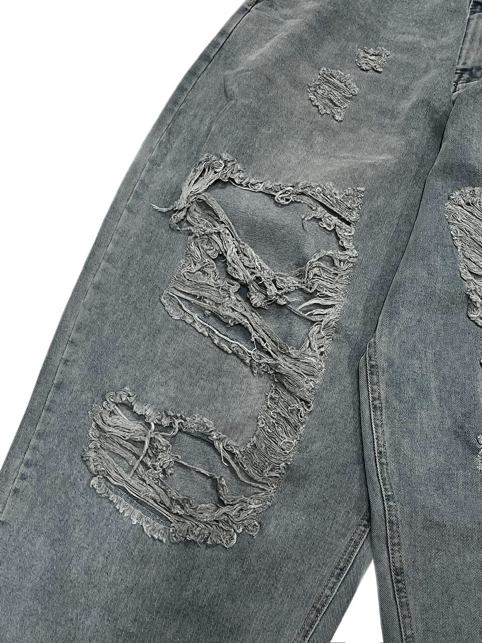 受注制【Never mind the XU】damage denim pants (3color) / 【ネバー
