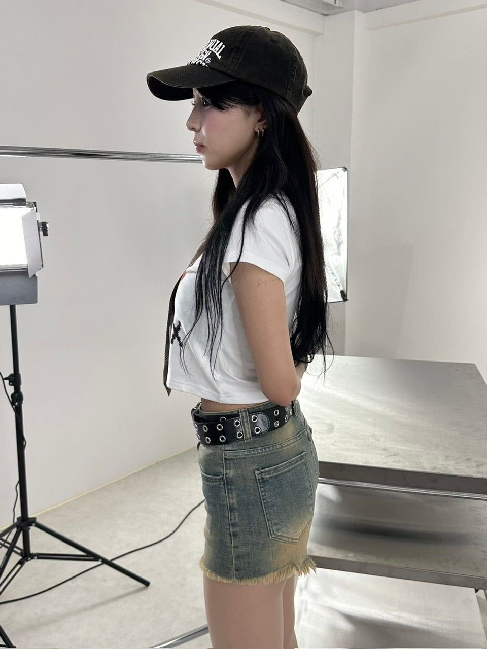 受注制【Never mind the XU】vintage wash denim short pants (2color)