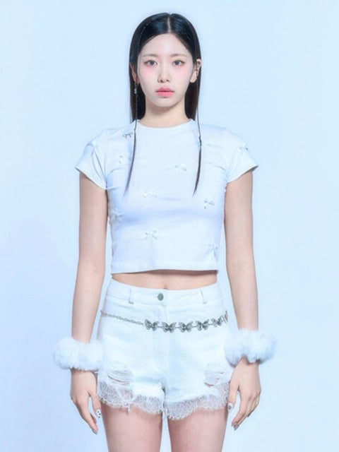 【SCHISM INDUCING】RIBBON CHARM T SHIRT