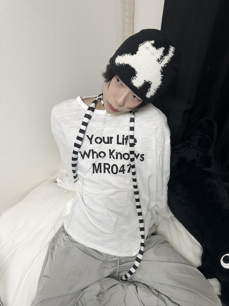 国際配送【LUV CODE】shadow cat beanie (2color)