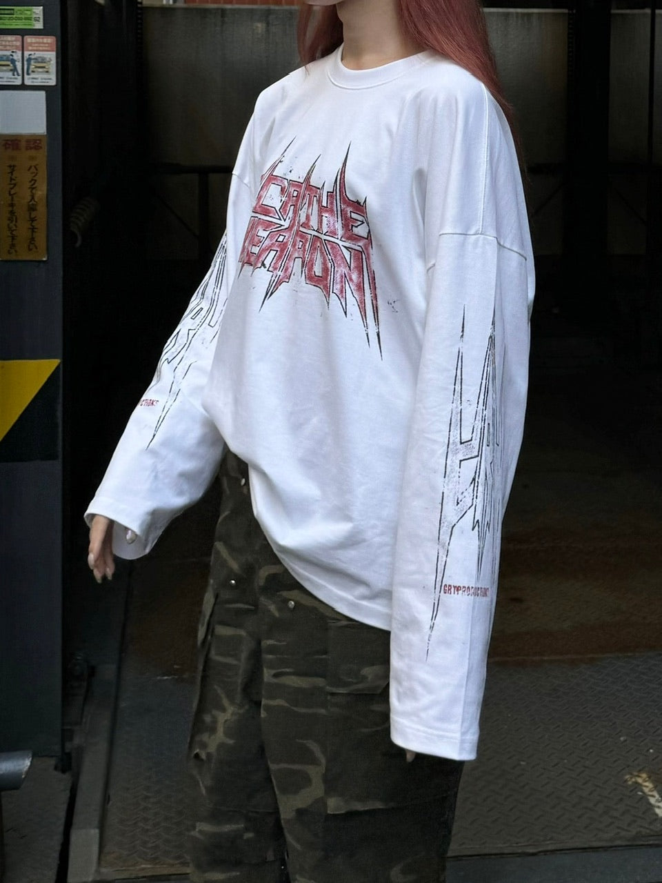 受注制【Chikashitsu +】oversized print long sleeve (2color) / 【チカシツプラス】オーバーサイズプリント長袖Tシャツ