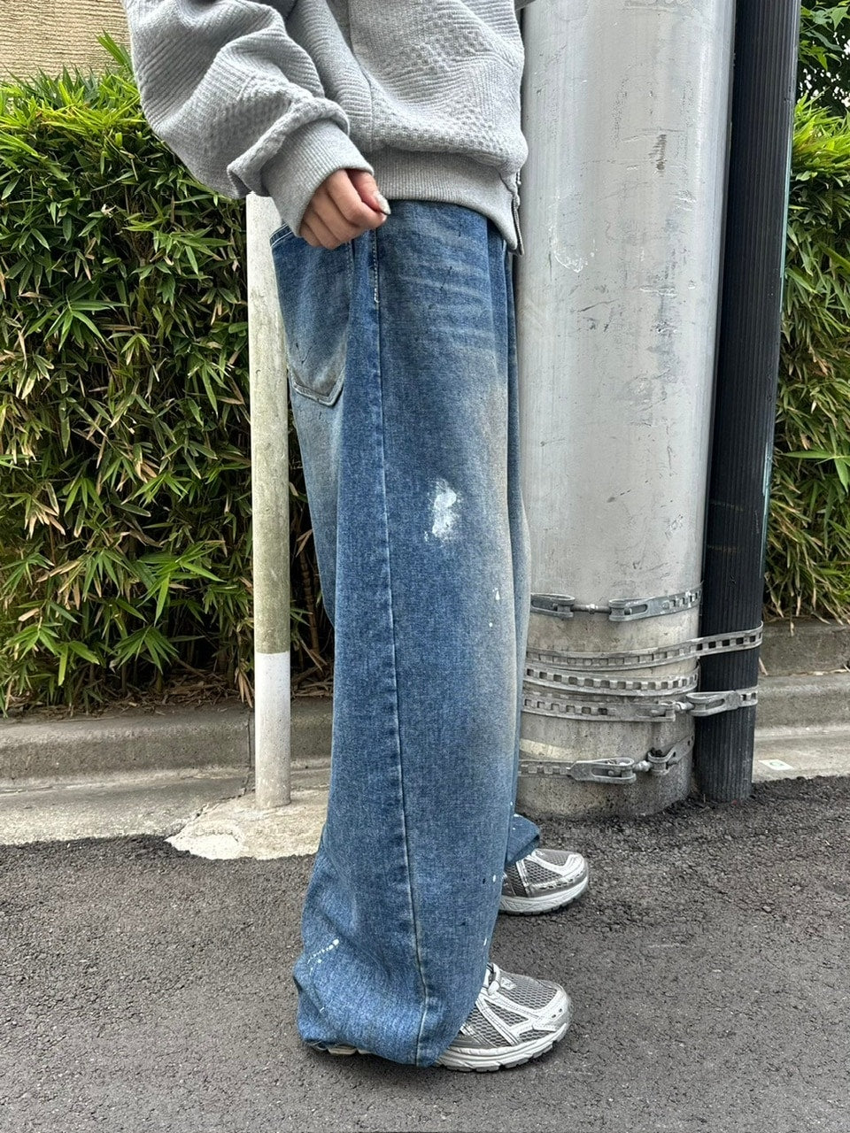 受注制【Chikashitsu +】painted buggy denim pants / 【チカシツプラス】ペイントバギーパンツデニムパンツ