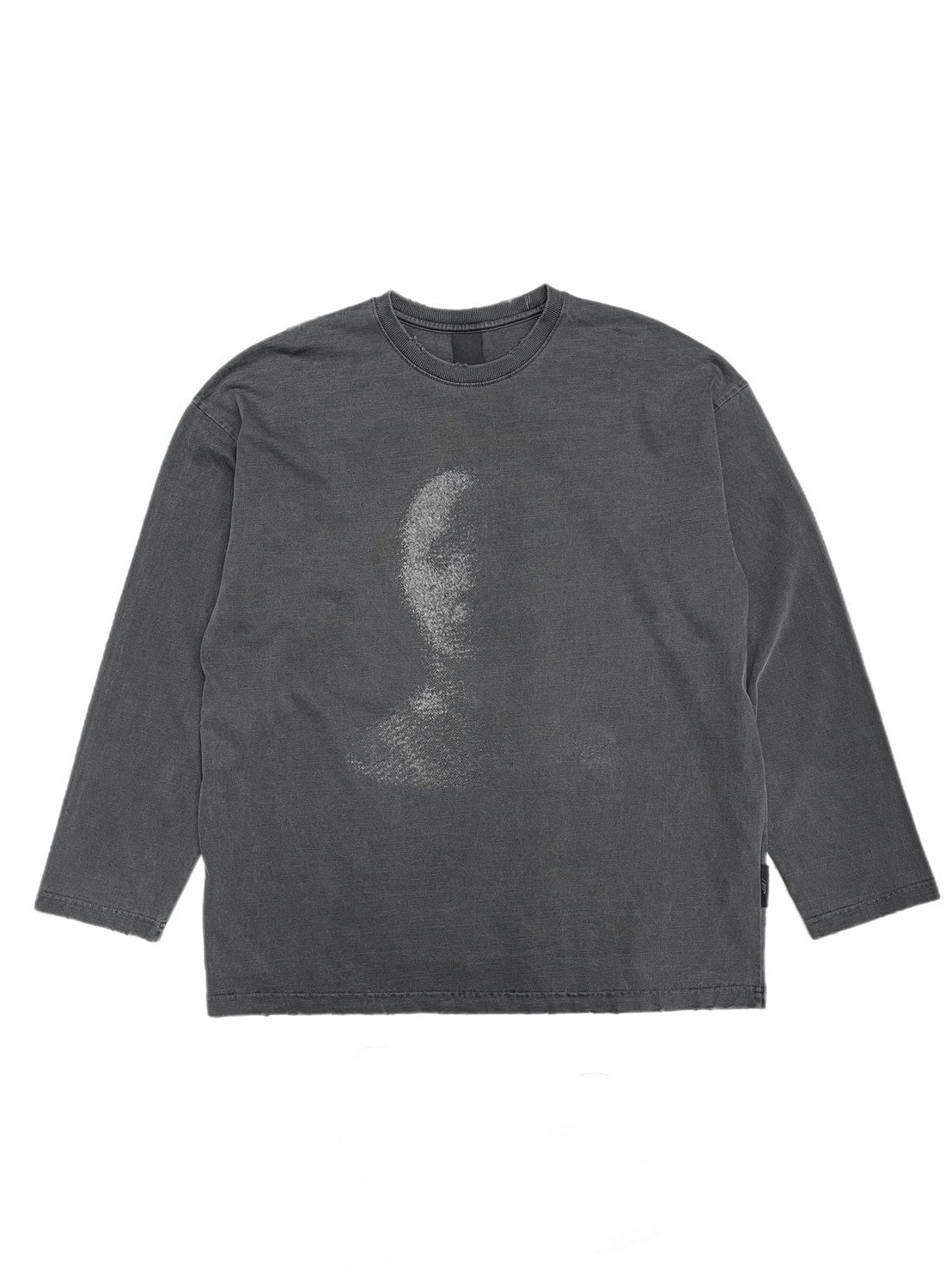 【Chikashitsu +】oversized shadow print damage long sleeve (2color) / 【チカシツプラス】オーバーサイズシャドウプリントダメージ長袖Tシャツ