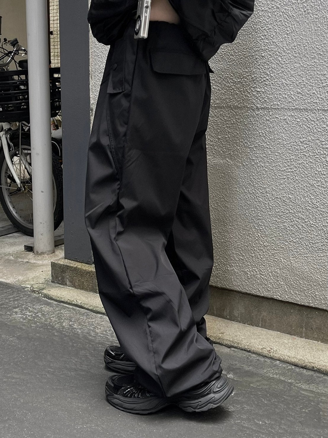 受注制【oaks】tuck design nylon wide pants (2color)