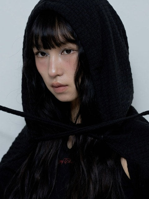 【FANCY CLUB】KNITTED HOOD BOLERO SET UP / 【ファンシークラブ】タンクトップ長袖ニットボレロセットアップ