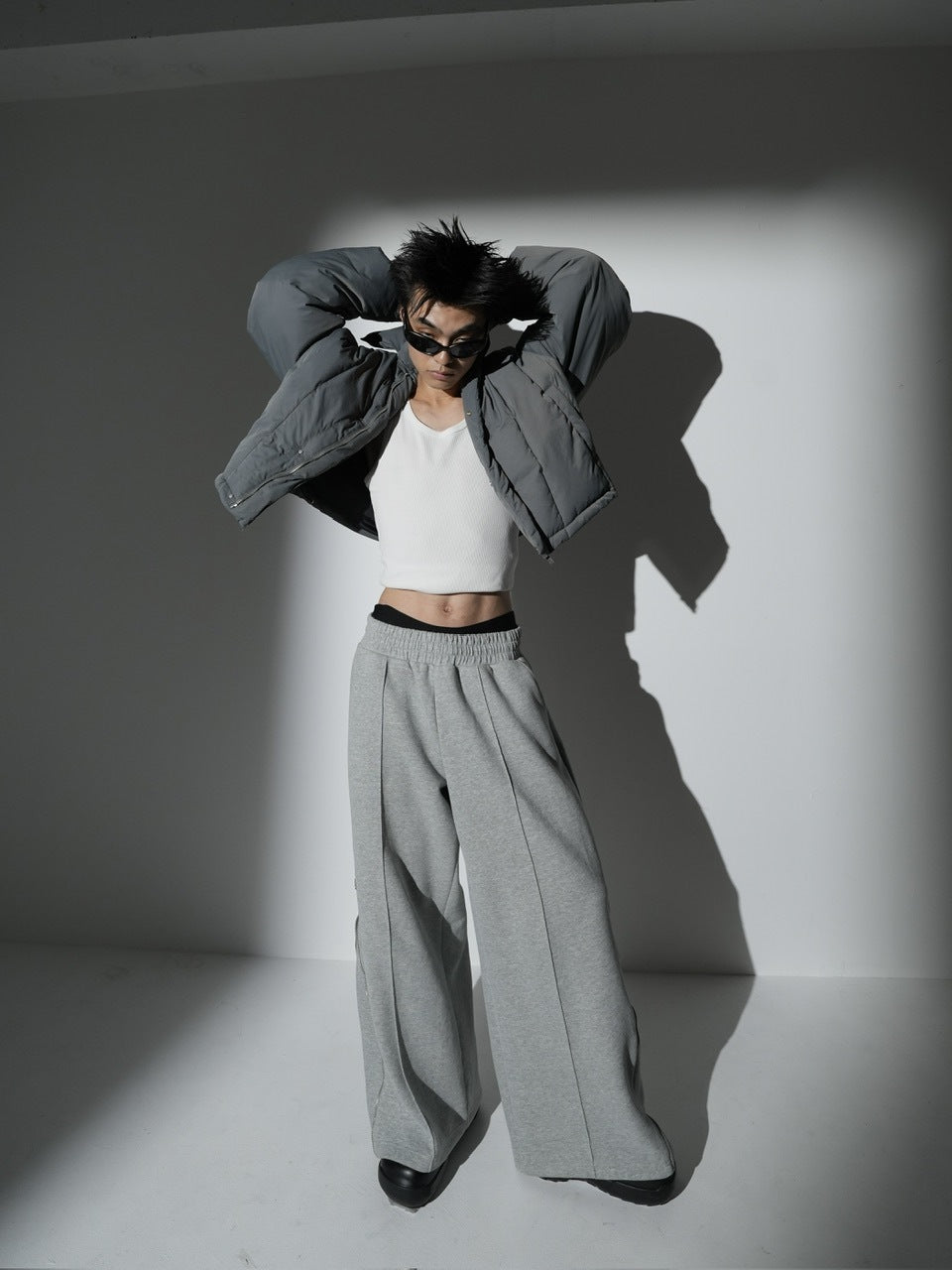 【CS】2way cropped puffer jacket (charcoal)