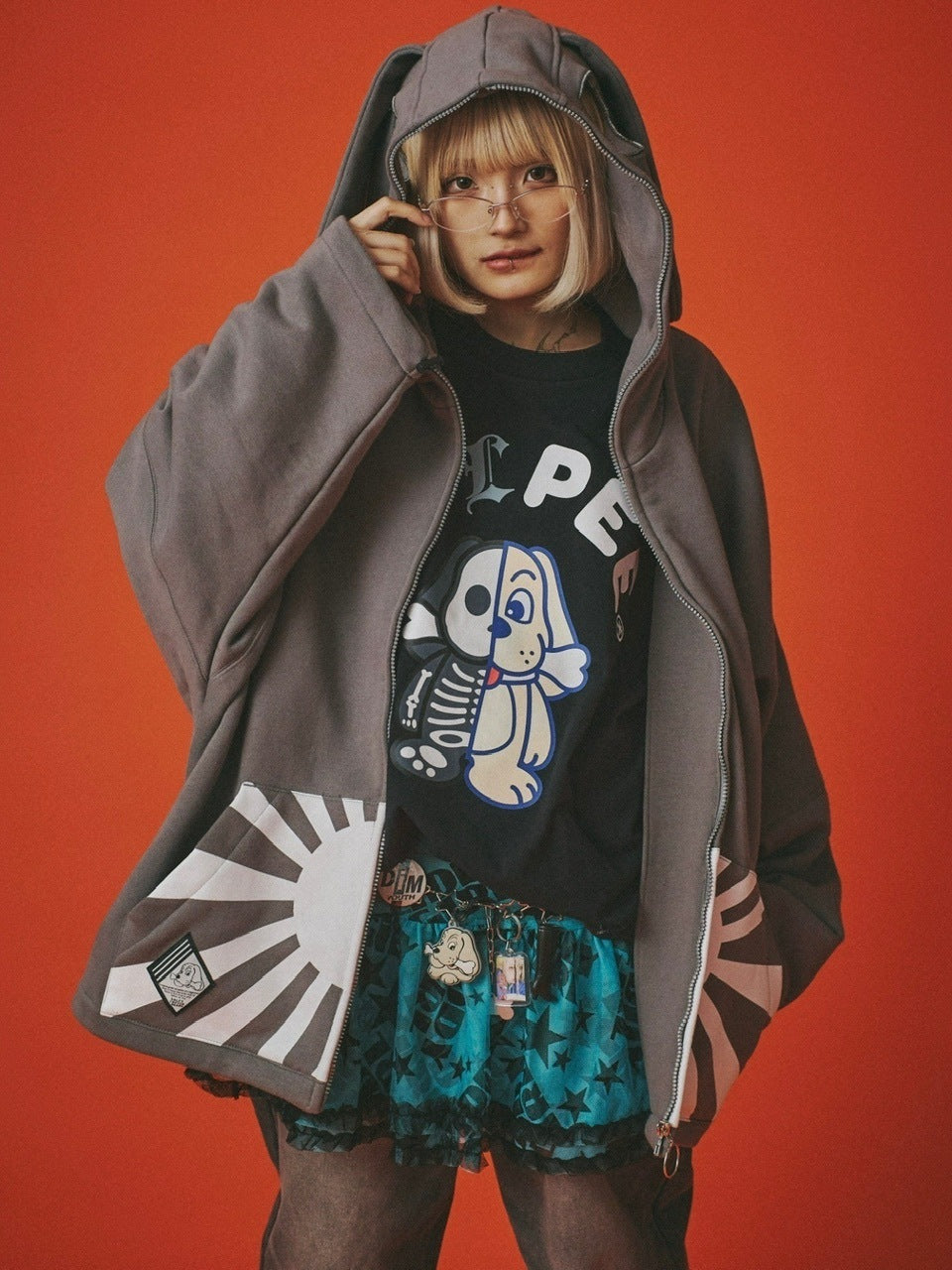 【GALFY】反戦パーカー / 【ガルフィー】ロゴ長袖耳付きパーカー