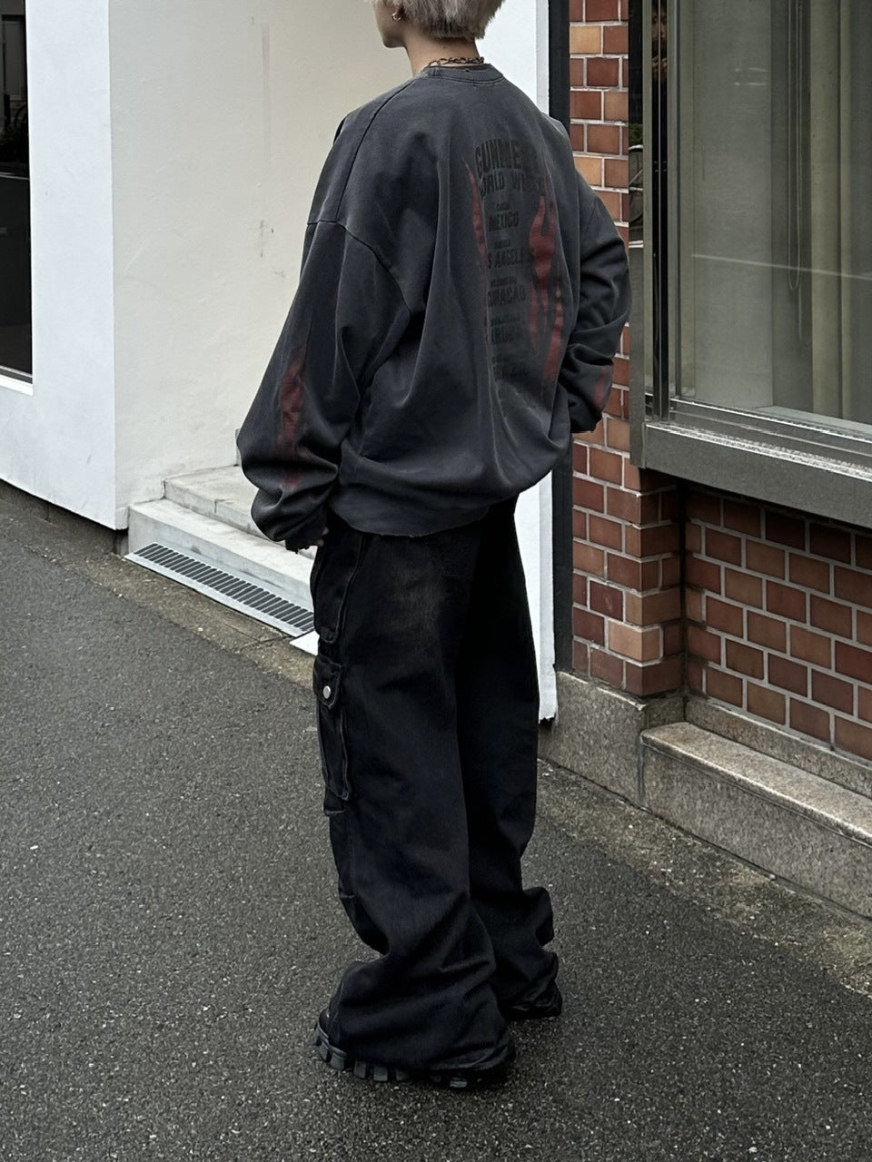 大阪店WEB限定受注制【Chikashitsu +】multi pocket cargo denim pants