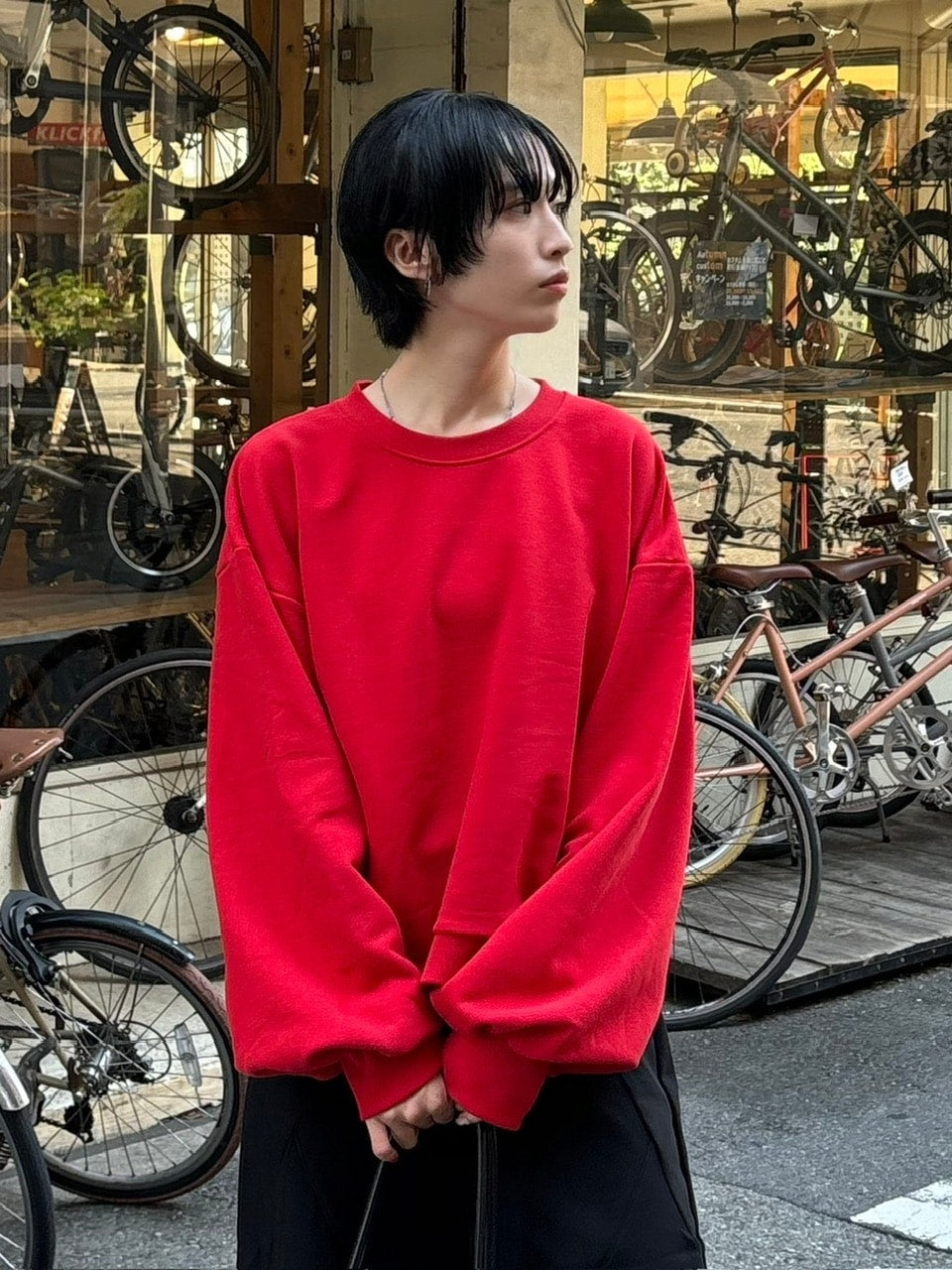 受注制【Chikashitsu +】unisex cropped balloon sweat (3color