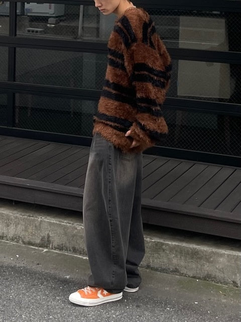 受注制【Chikashitsu +】hairy border knit (3color) / 【チカシツプラス】ヘイリーボーダーニット