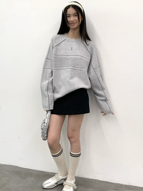 【ARCH by ROARINGWILD】Pattern Contrasting Decorative Thread Wool Sweater