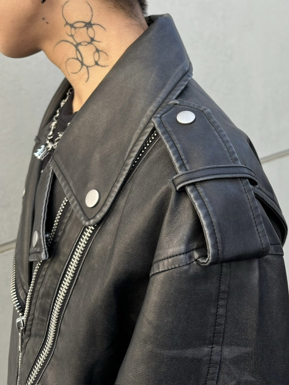 受注制【Never mind the XU】washed leather jacket