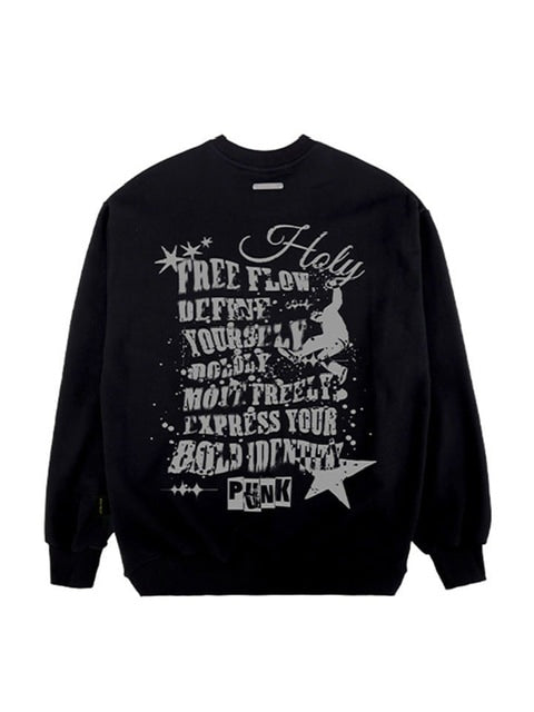 【HOLY NUMBER 7】Oversized Hip Hop fit lettering graffiti sweatshirt