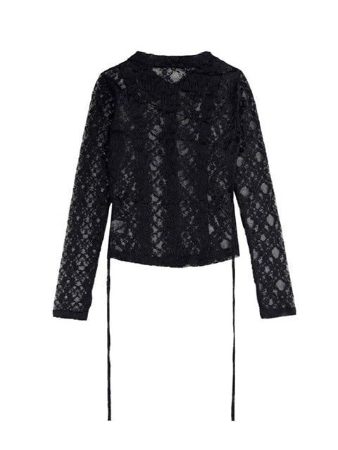 【HOLY NUMBER 7】lace strap holly emblem blouse