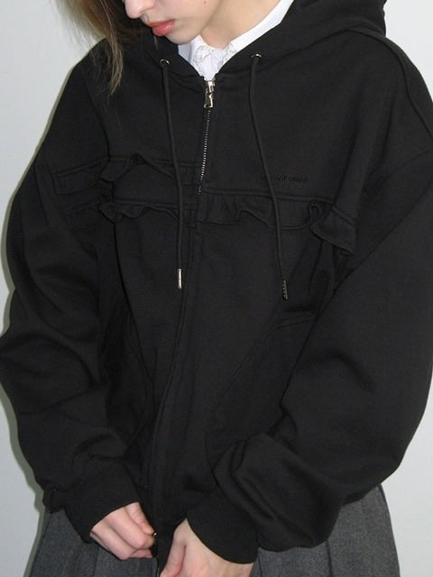 【CRANK】FRILL ZIP-UP HOODIE