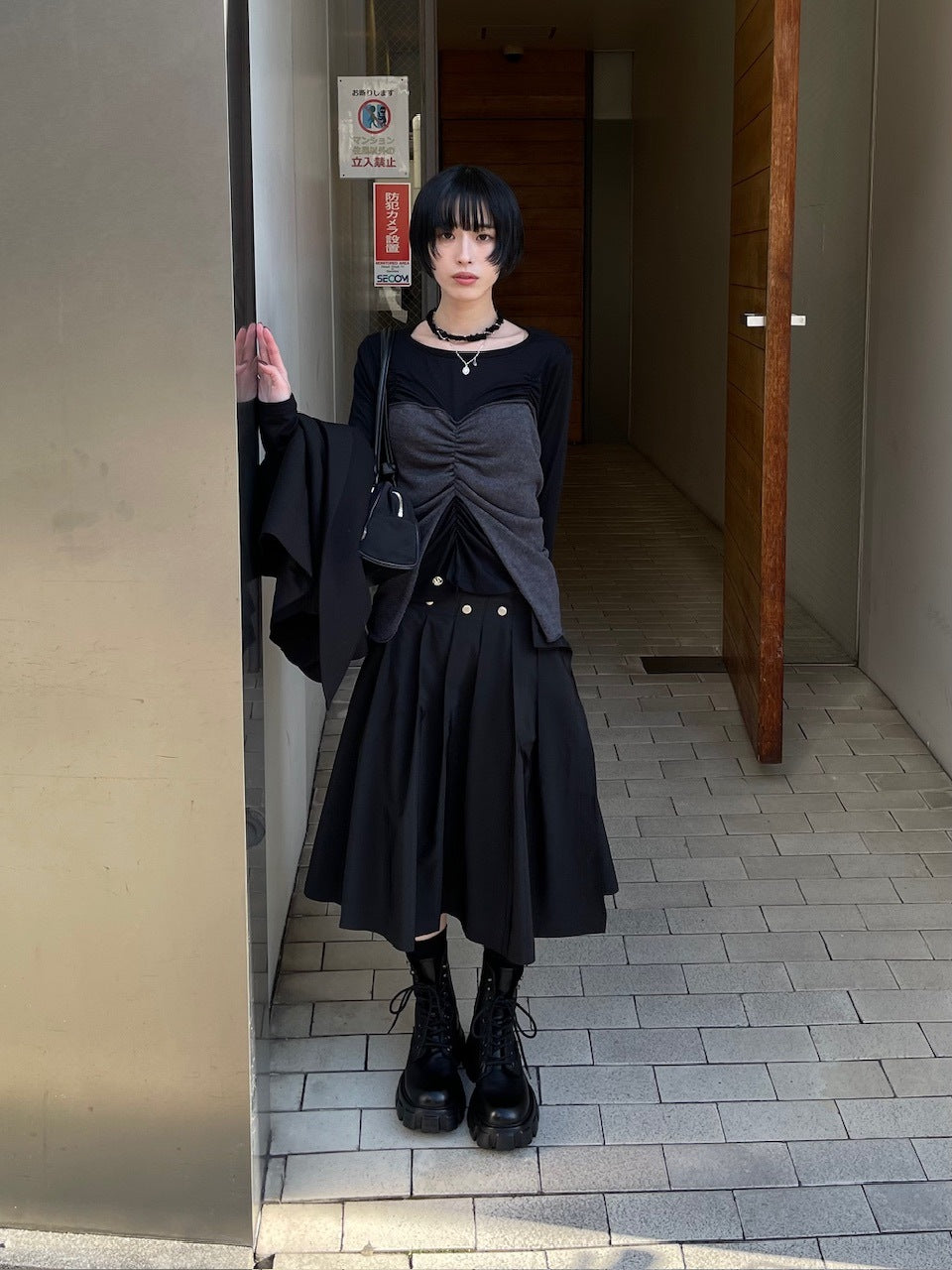 受注制【oaks】studs design pleats midi skirt