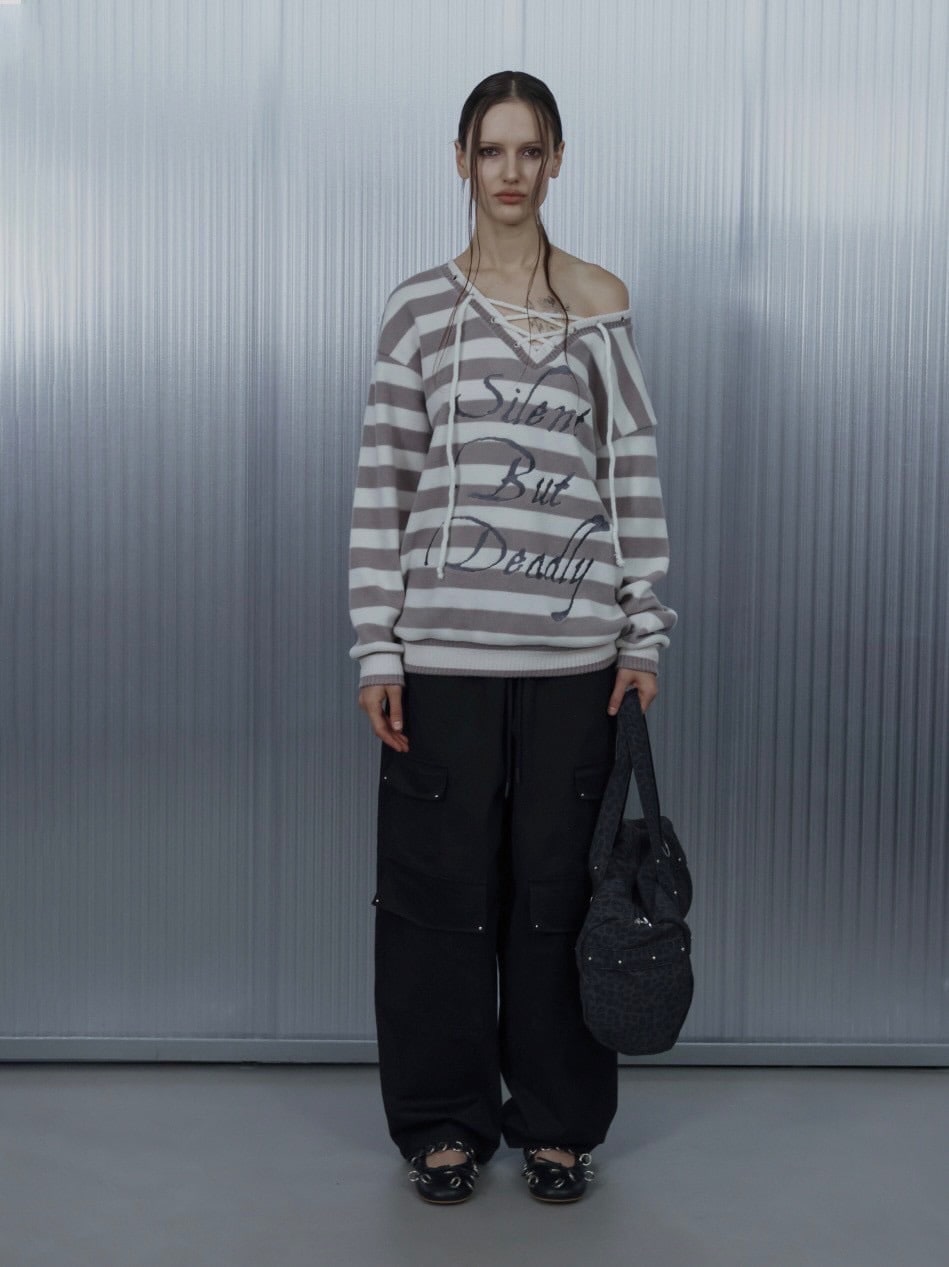 【SETUP-EXE】STRIPE V-NECK MTM / 【セットアップエグゼ】ストライプボーダーVネック長袖ニット