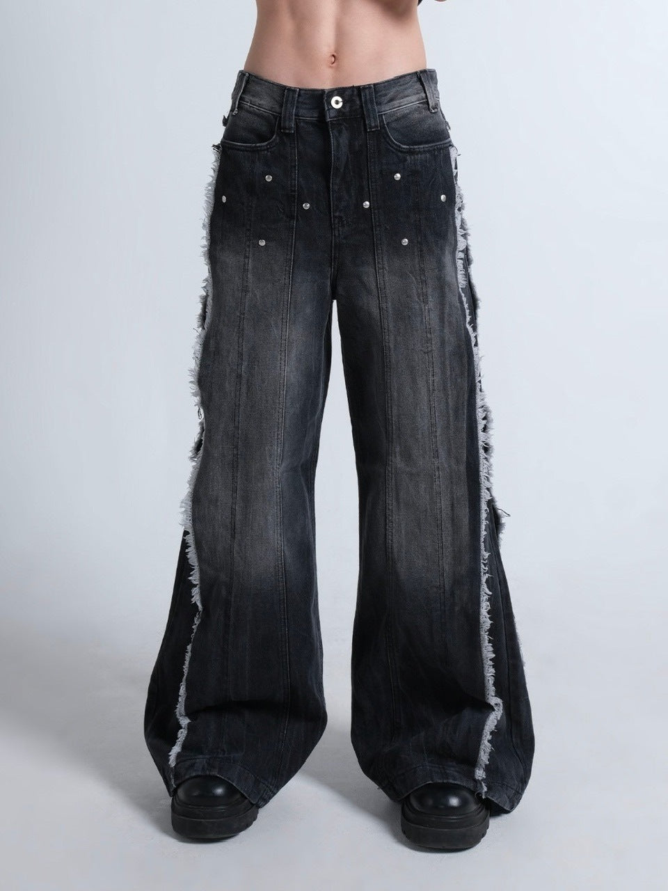 【IFEELLUCKY】Wide flare stud pants / 【アイフィールラッキー】ワイドフレアスタッズパンツ