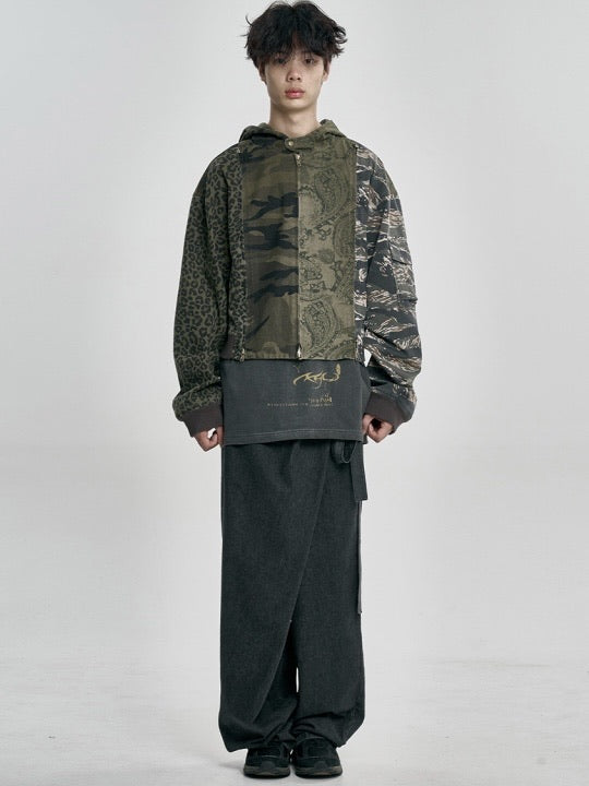 【AJOBYAJO】Camouflage Zip-Up Hooded Jacket