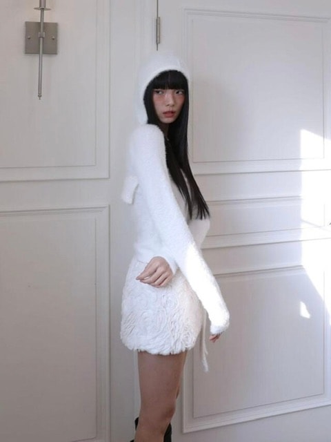 【Uglyshadow】ANGORA HOODIE TANK TOP / 【アグリーシャドウ】アンゴラフードタンクトップ長袖カーディガン