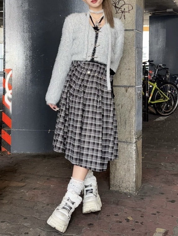 受注制【Never mind the XU】tie set knit cardigan (3color) / 【ネバーマインドザエックスユー】ネクタイセットニット長袖カーディガン