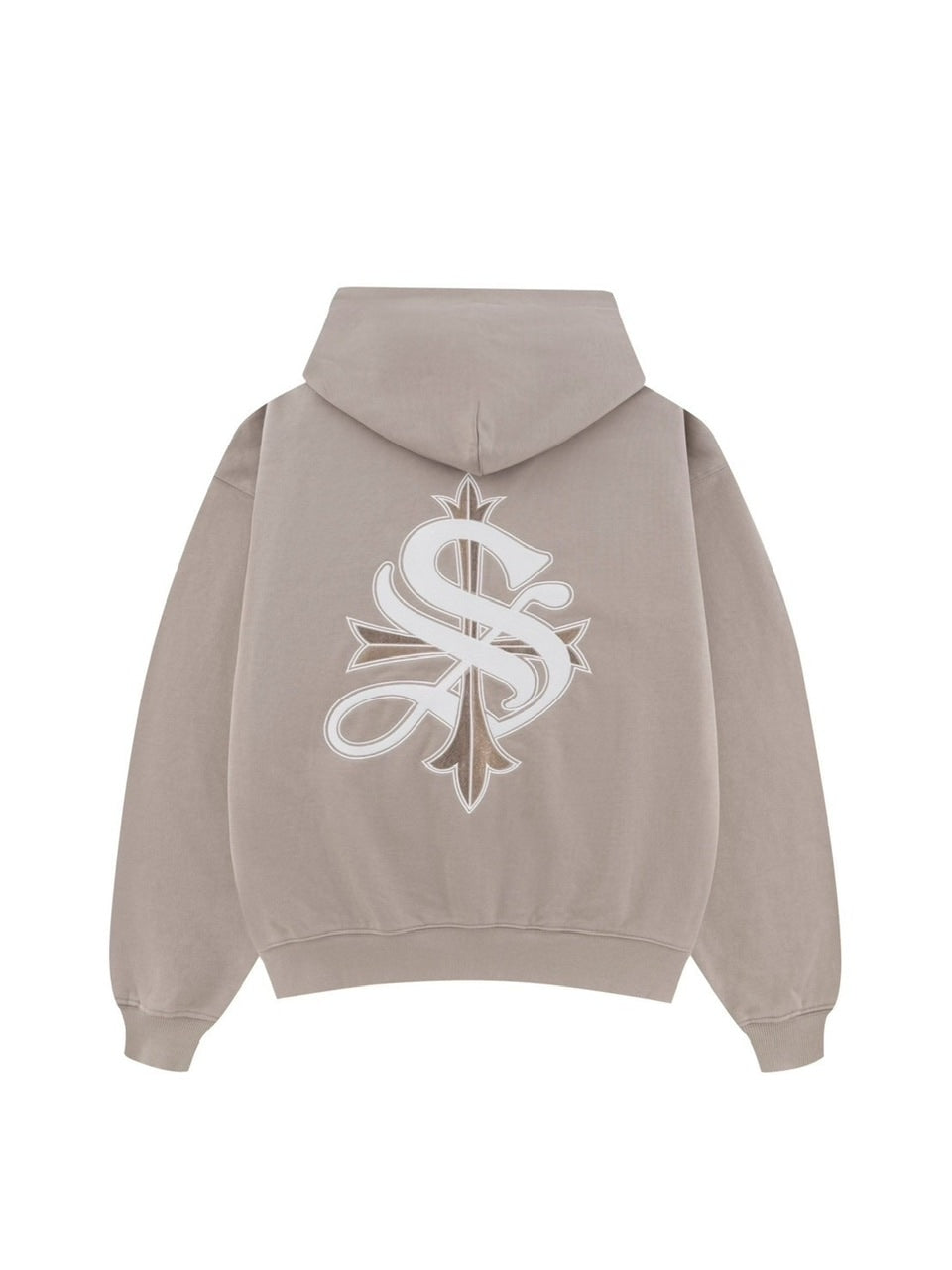 【SUPPLIER】2-Tone Rhinestone Cross Zip Hoodie