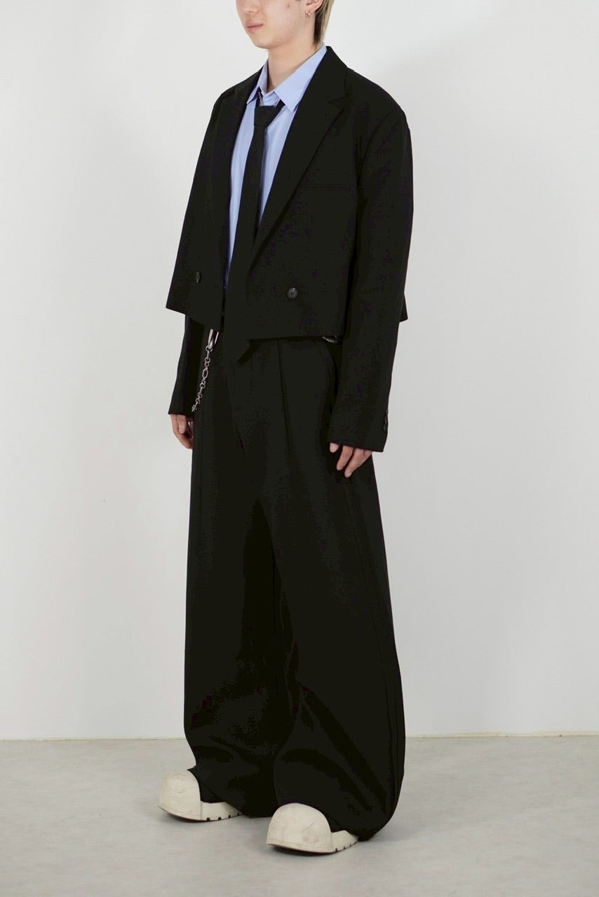 受注制【Chikashitsu +】cropped double jacket (2color)