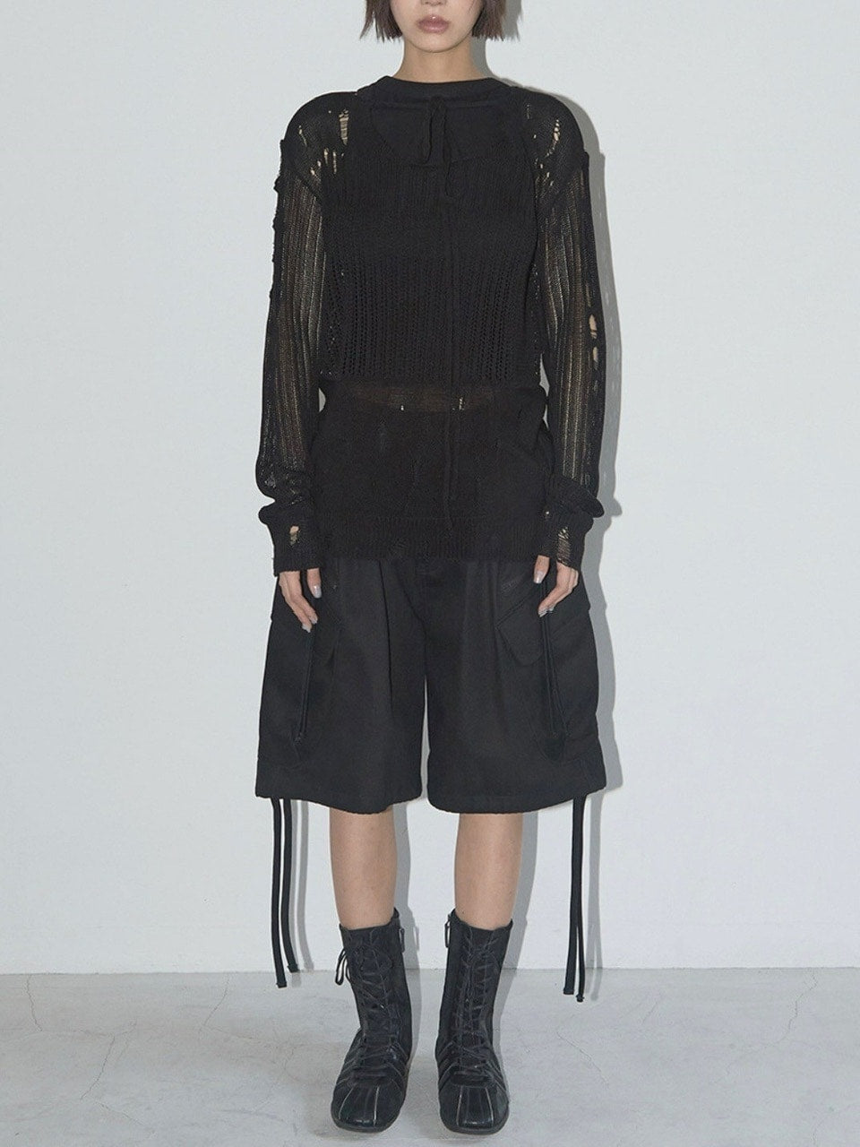 【FANCY CLUB】2-WAY DAMAGE KNIT LONG SLEEVE / 【ファンシークラブ】ダメージルーズニット