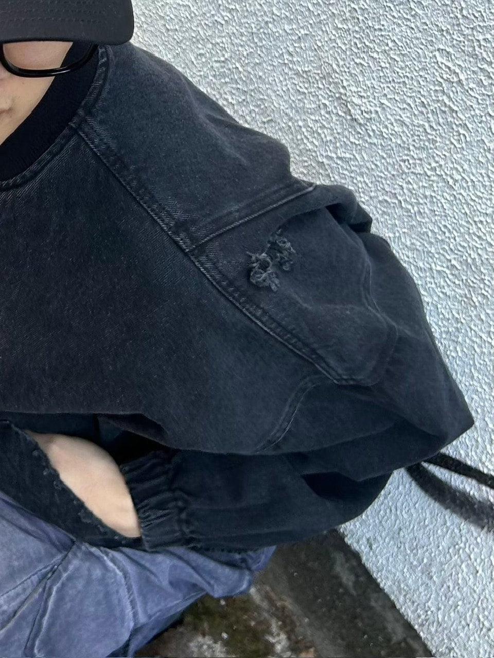 【Chikashitsu +】denim flight bomber jacket (2color)