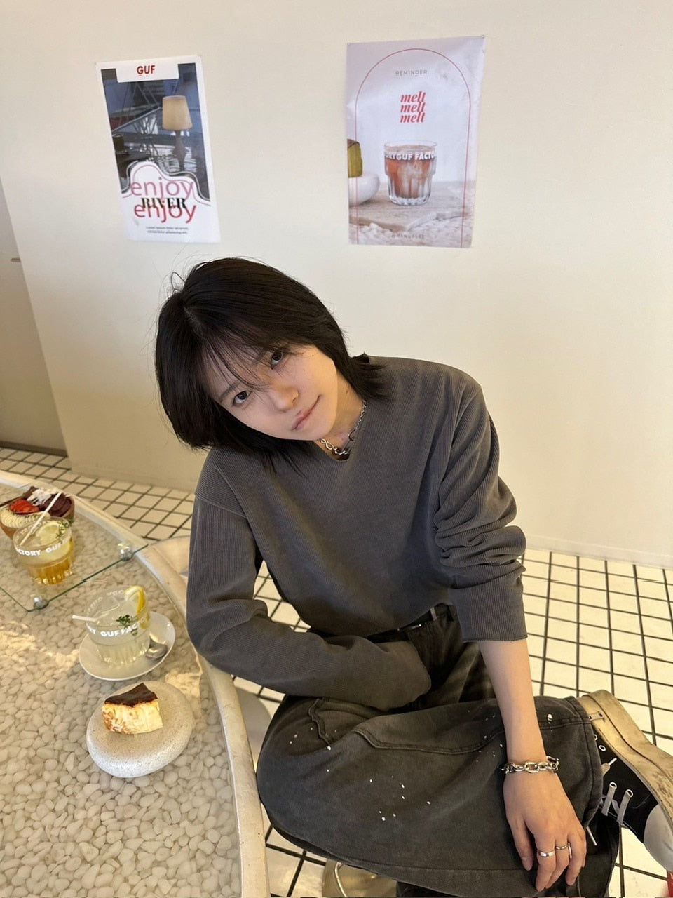 【LUV CODE】v neck rib knit (3color)