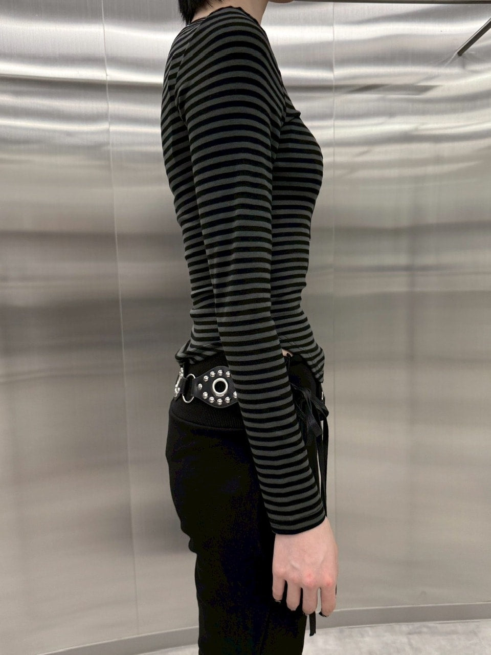 受注制【nmtc +】border snap long sleeve (2color)