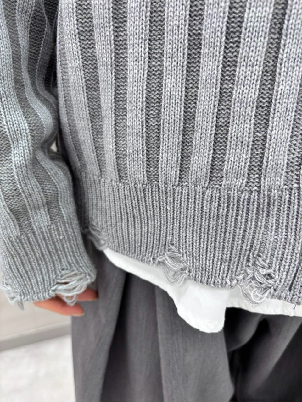 受注制【nmtc +】damage zip up knit (3color)