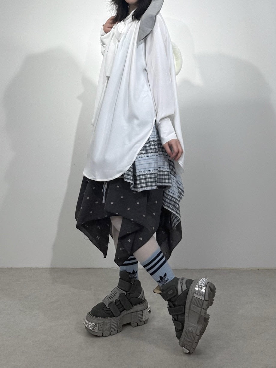 国際配送【Nerd out XU】reversible asymmetry drawstring skirt