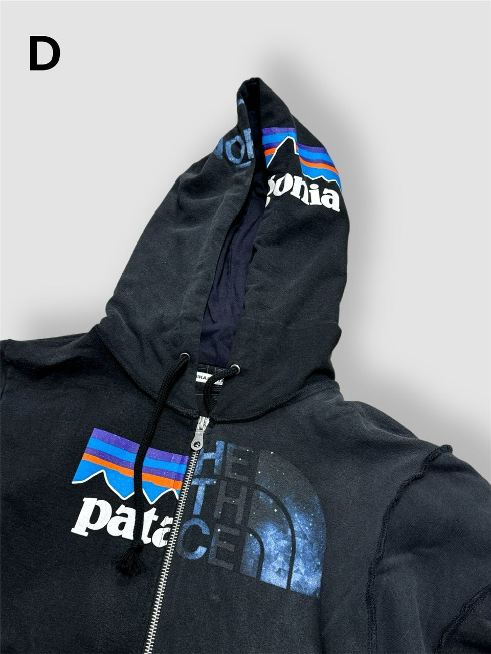 【Re +】double zip cutting switch hoodie (black)