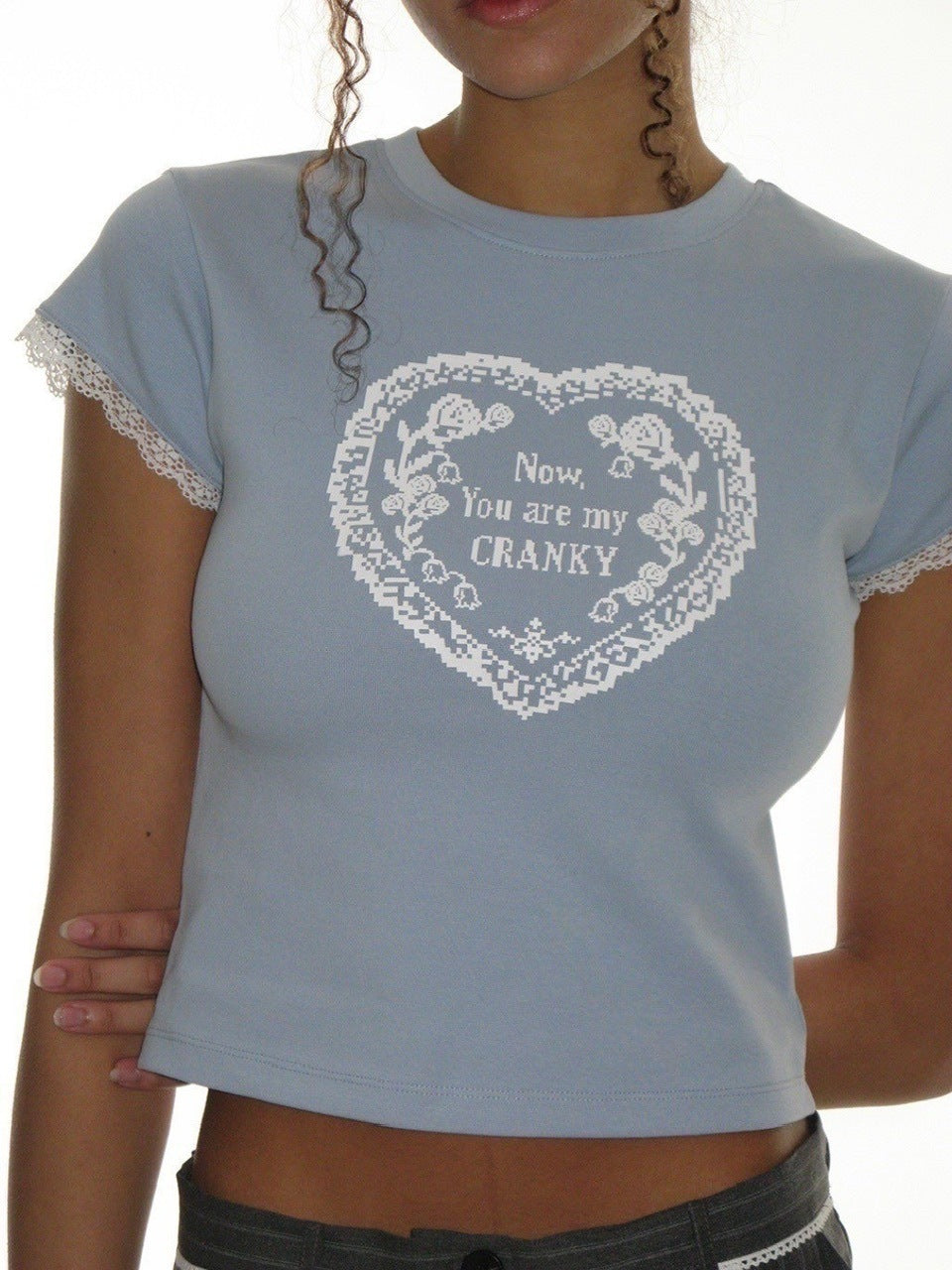 【CRANK】LACE HEART PRINTING TOP
