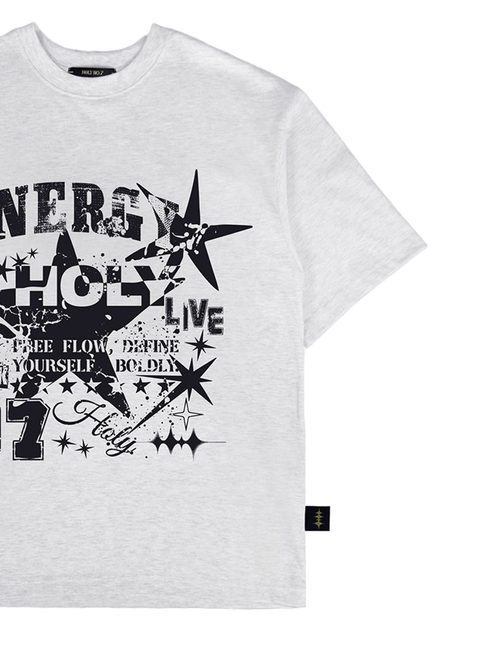 【HOLY NUMBER 7】OVERSIZED HIP HOP FIT STAR GRAPHIC T-SHIRT