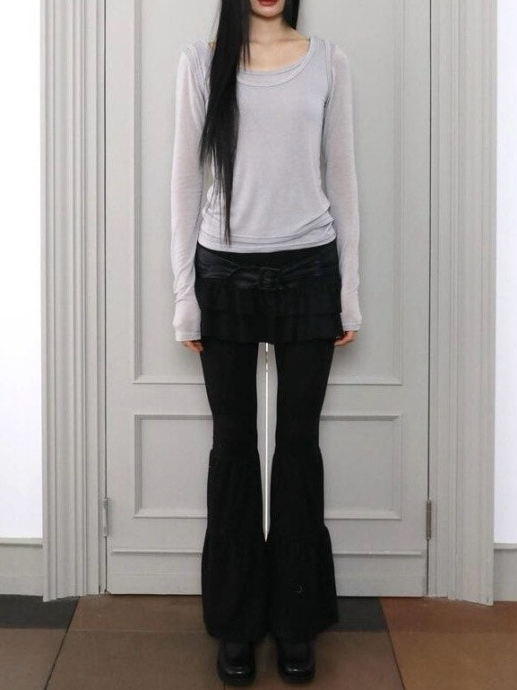 【Uglyshadow】CANCAN SHIRRING SKIRT PANTS