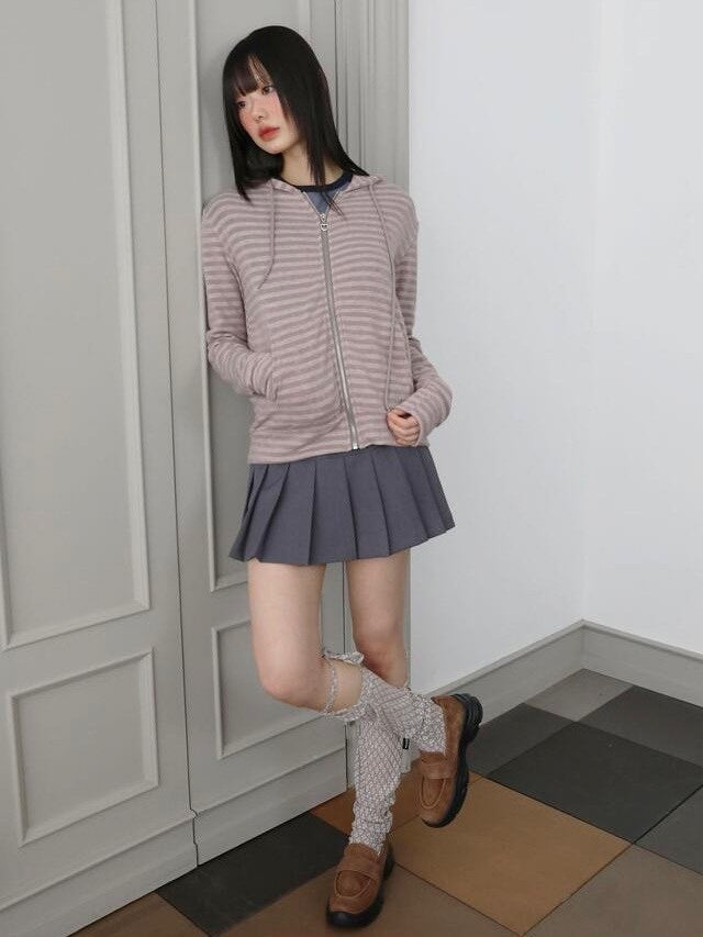 【Uglyshadow】US STRIPED HOOD ZIP UP