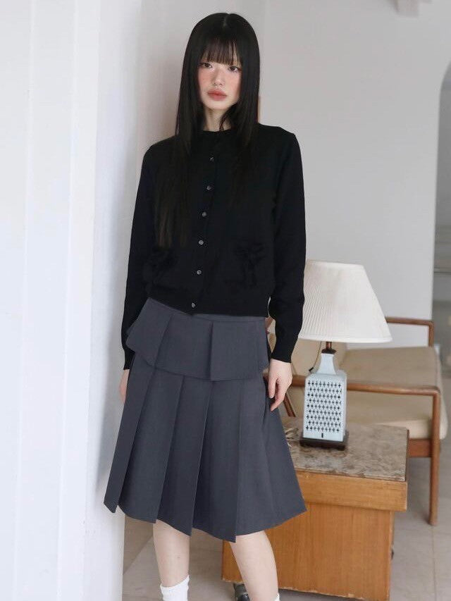 【Uglyshadow】KNIT RIBBON CARDIGAN