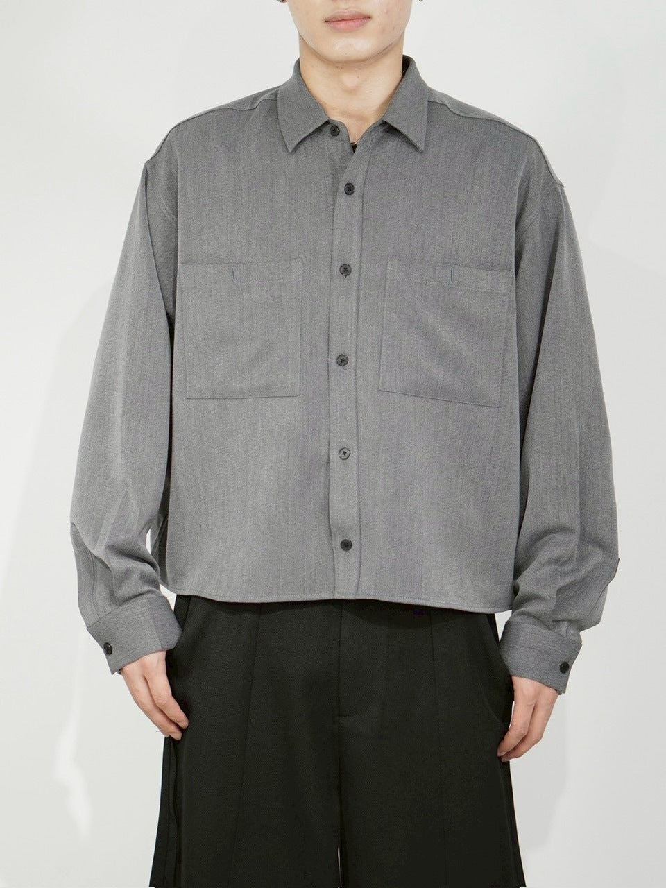 受注制【Chikashitsu +】cropped long sleeve shirt (3color)