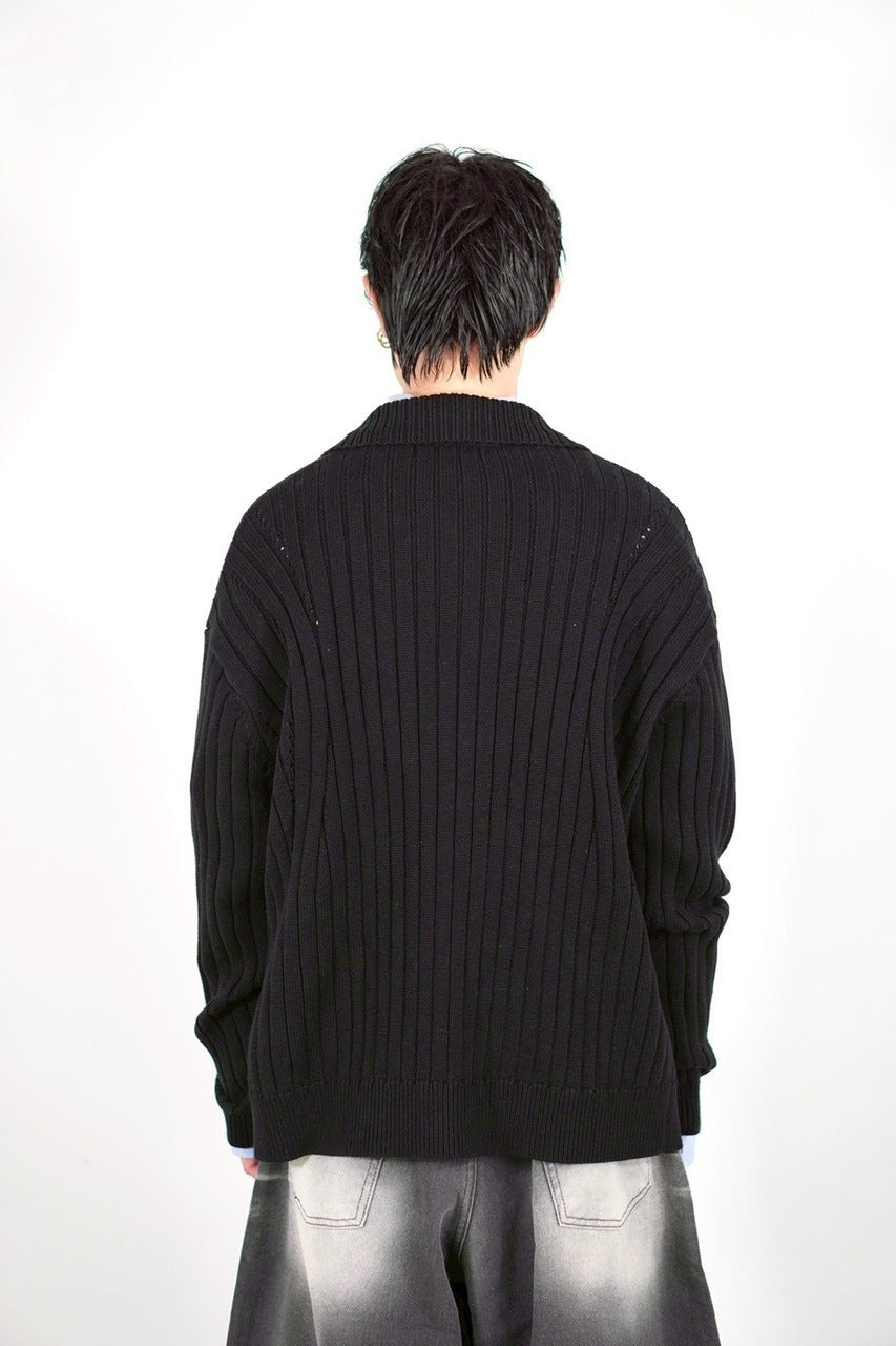 【Chikashitsu +】rivet zip up knit (2color)