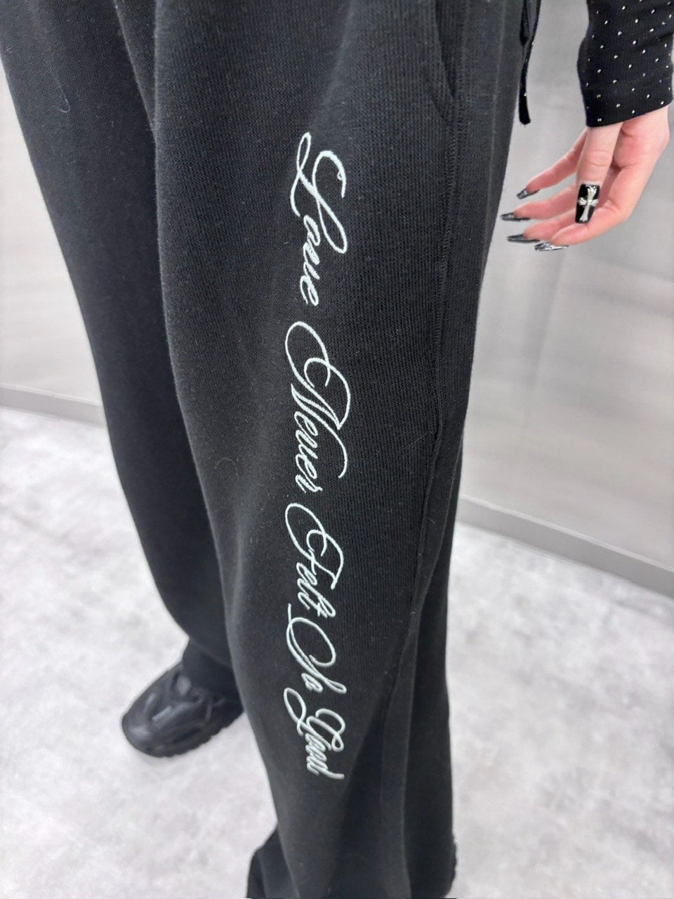 受注制【nmtc +】lace layered sweat pants (2color) / 【エヌエムティーシープラス】レースレイヤードスウェットパンツ