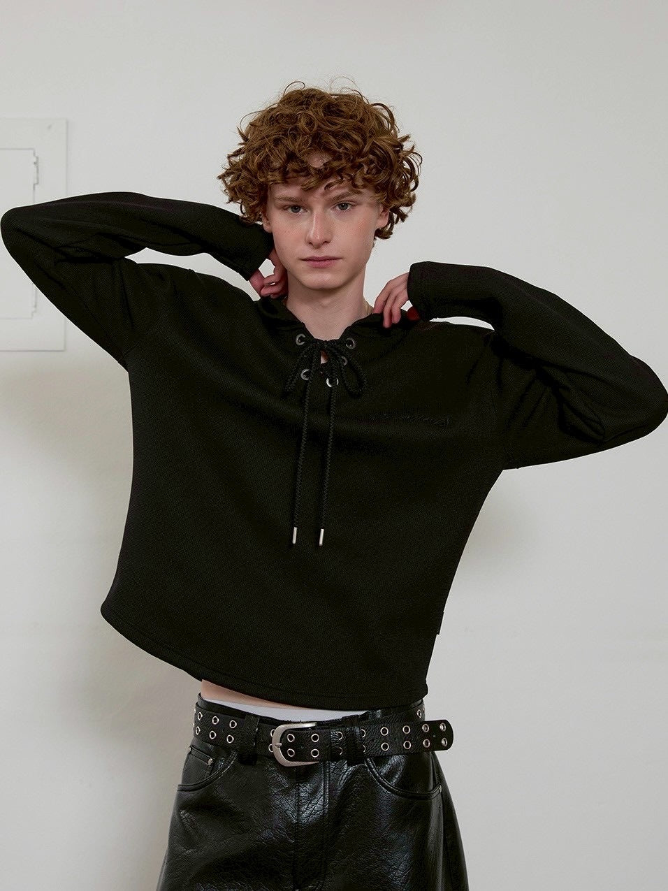 【ESC STUDIO】eyelet waffle hoodie